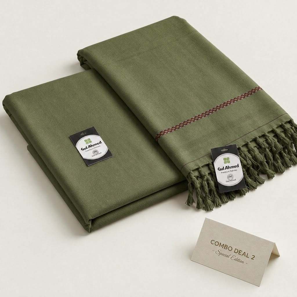 Shwal + Suit Gul Ahmad (Olive Green)