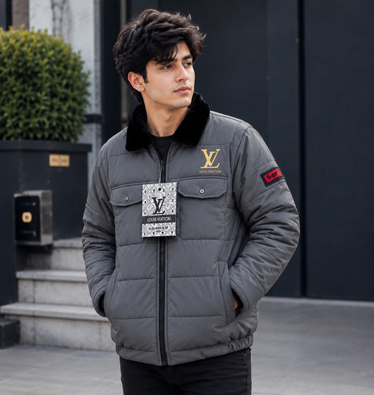 Puffer Jacket with Fur Collar D- 2