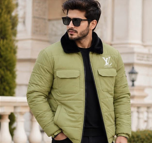 Puffer Jacket with Fur Collar D- 1