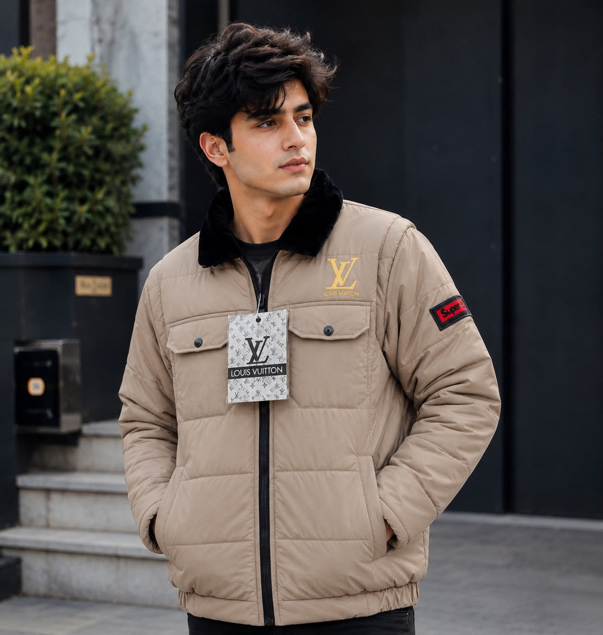 Puffer Jacket with Fur Collar D- 9