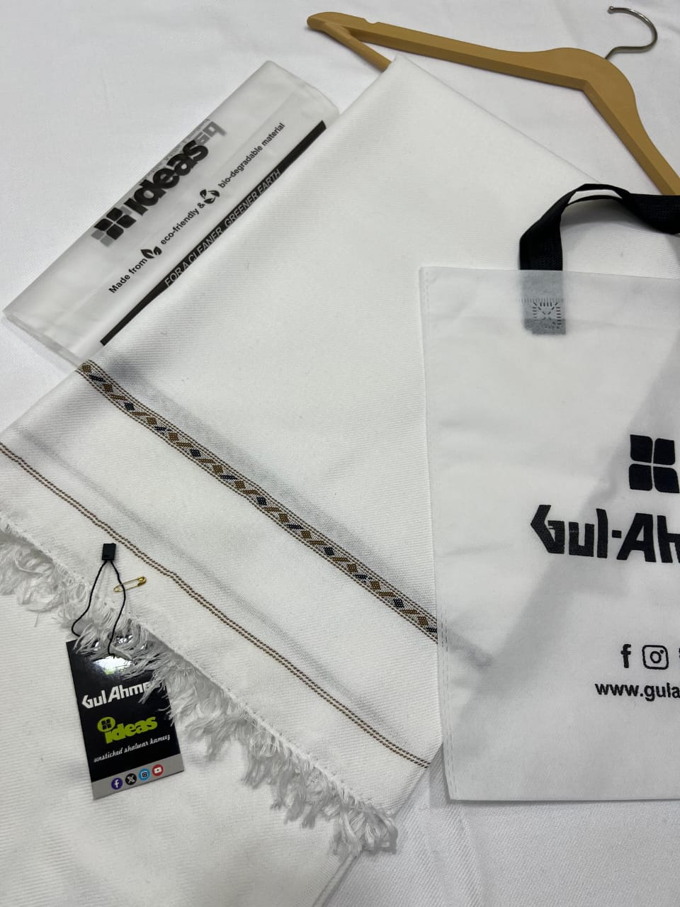Premium Gul Ahmed Gents Shawl (White)